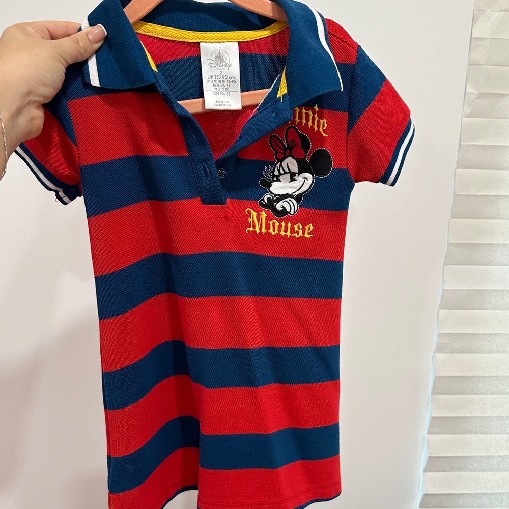 Disney Minnie Mouse Kids Polo Shirt - Red and Blue Stripes